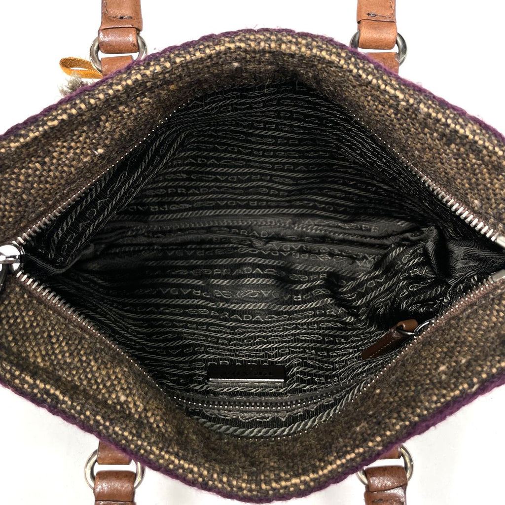 Prada Handbag 2-Way Rhinestone Fabric Brown — view 7