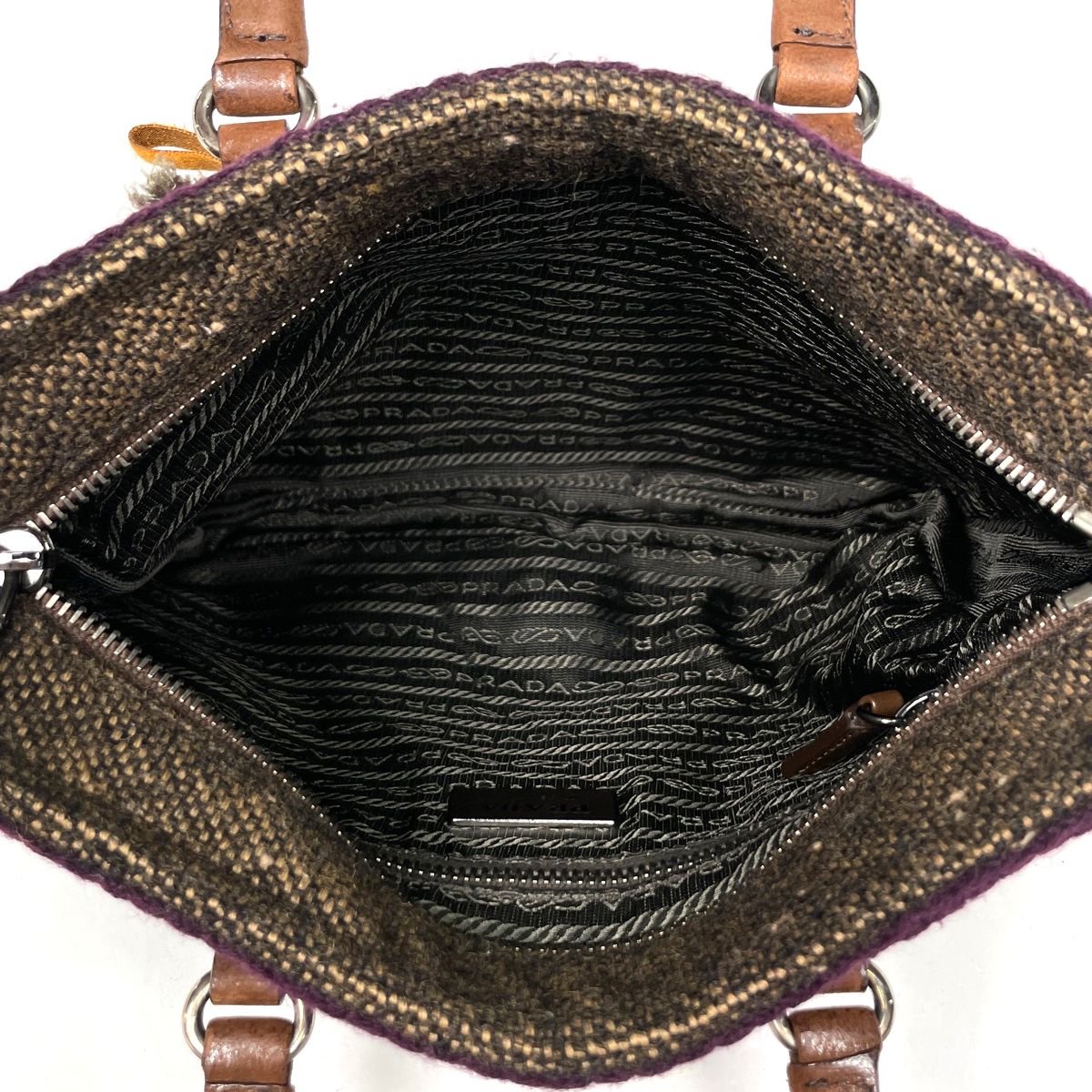Prada Handbag 2-Way Rhinestone Fabric Brown — view 7