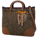 Prada Handbag 2-Way Rhinestone Fabric Brown