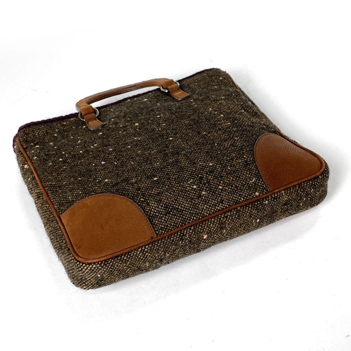 Prada Handbag 2-Way Rhinestone Fabric Brown — view 2