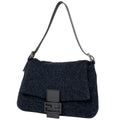 Fendi Shoulder Bag Zucca Logo Mamma Bucket Fabric Black Navy