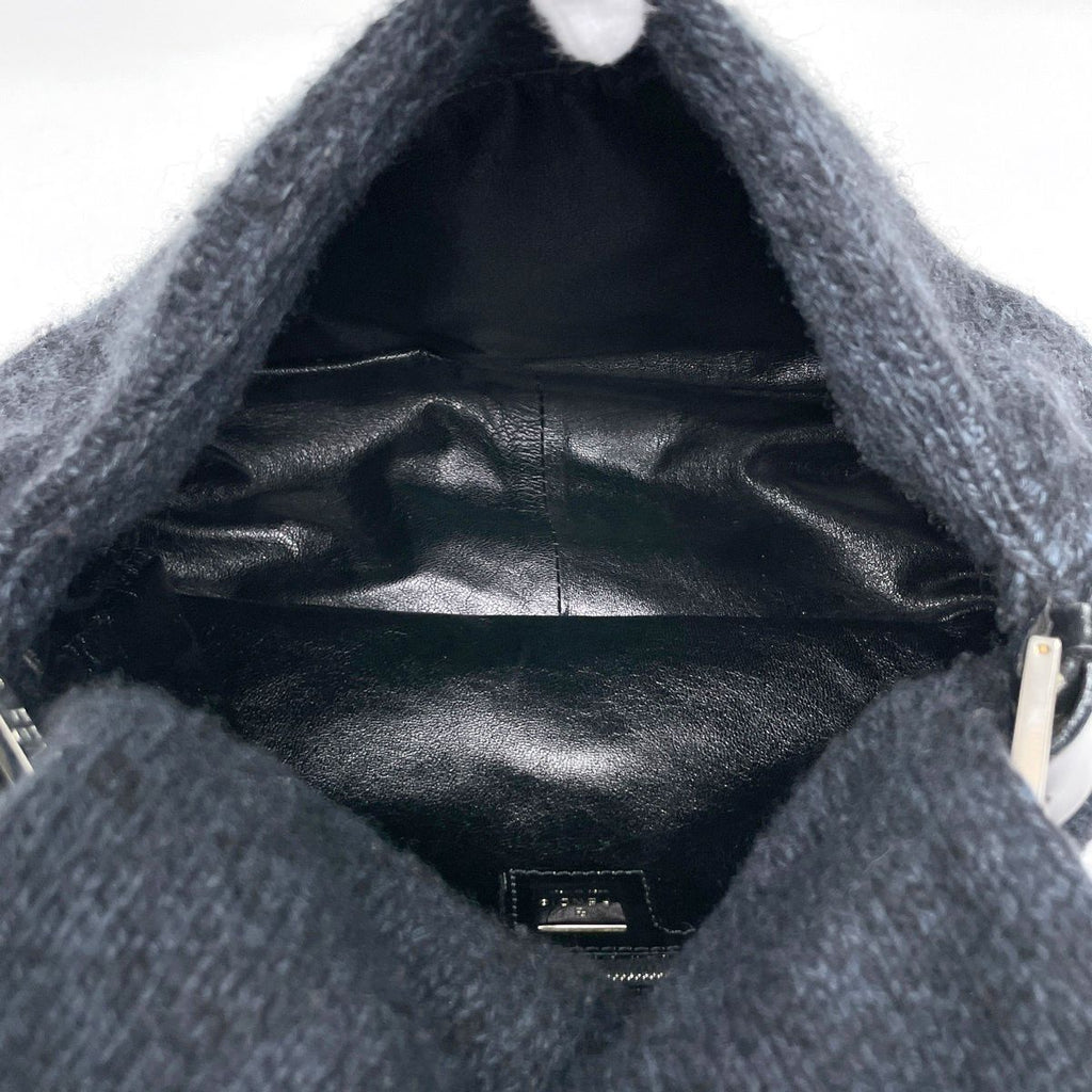 Fendi Shoulder Bag Zucca Logo Mamma Bucket Fabric Black Navy — view 8