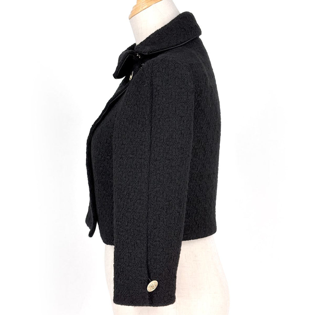 Chanel Tweed Jacket Short Length Wool Black — view 2