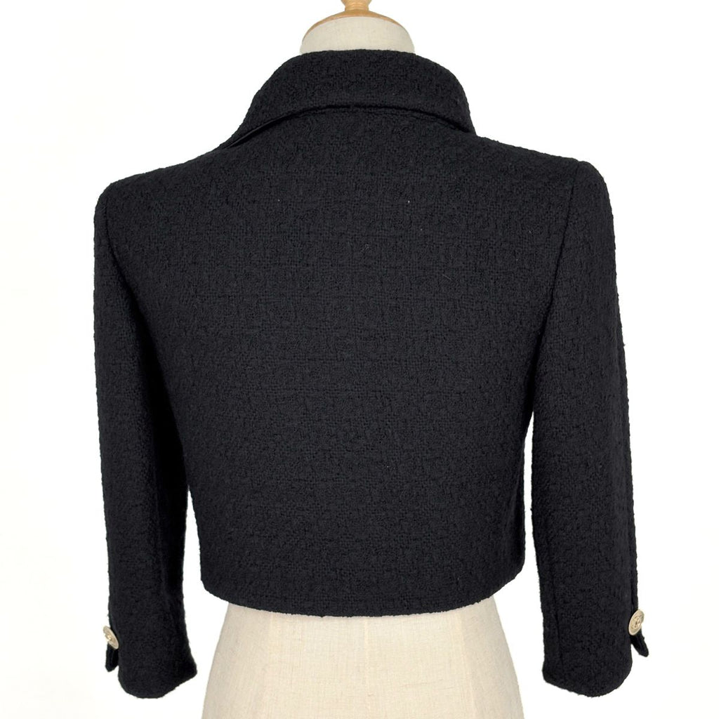 Chanel Tweed Jacket Short Length Wool Black — view 3