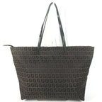 Fendi Shoulder Bag Zucchino Logo Leather Canvas Brown — view 2