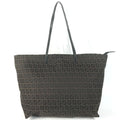 Fendi Shoulder Bag Zucchino Logo Leather Canvas Brown