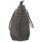 Fendi Shoulder Bag Zucchino Logo Leather Canvas Brown — view 4