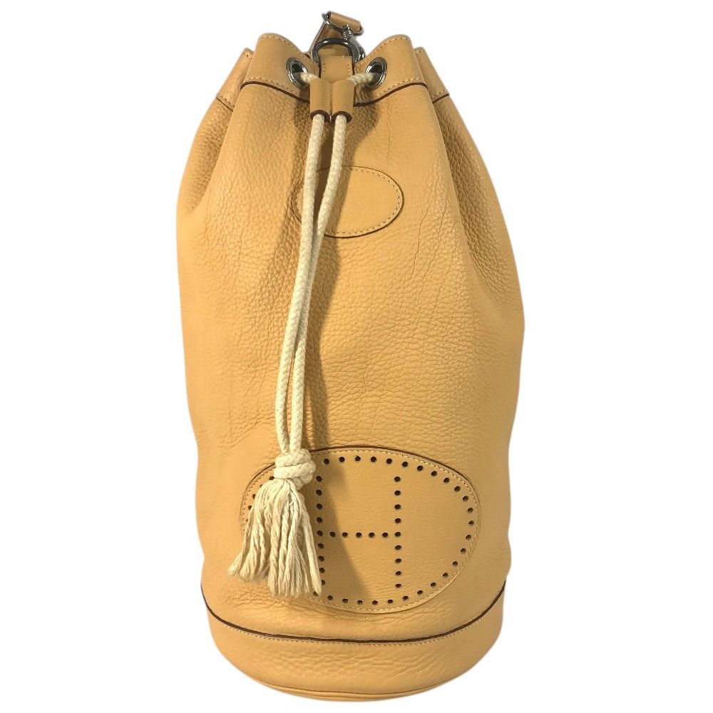 Hermes Shoulder Bag Lunch Taurillon Clemence Yellow Beige