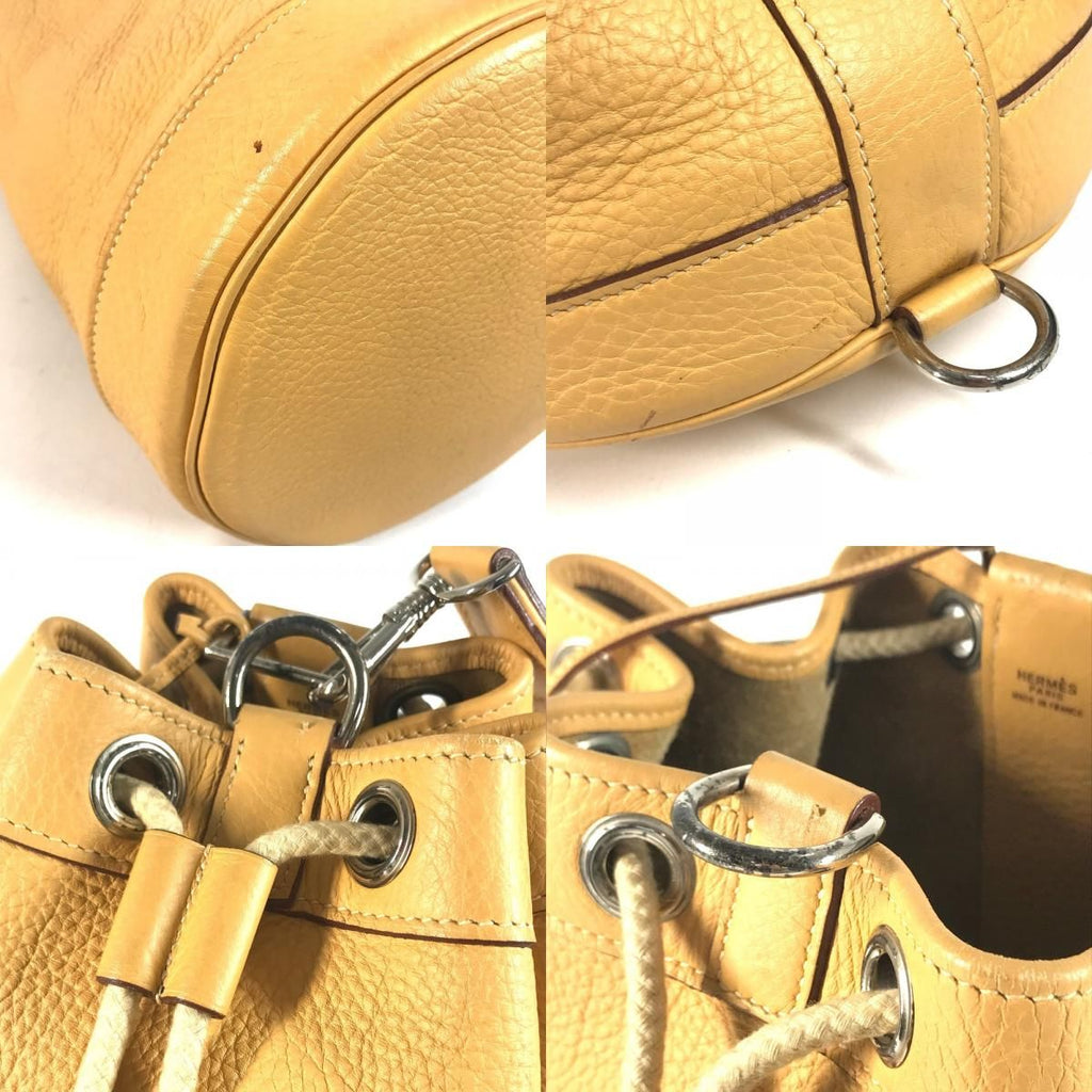 Hermes Shoulder Bag Lunch Taurillon Clemence Yellow Beige — view 7