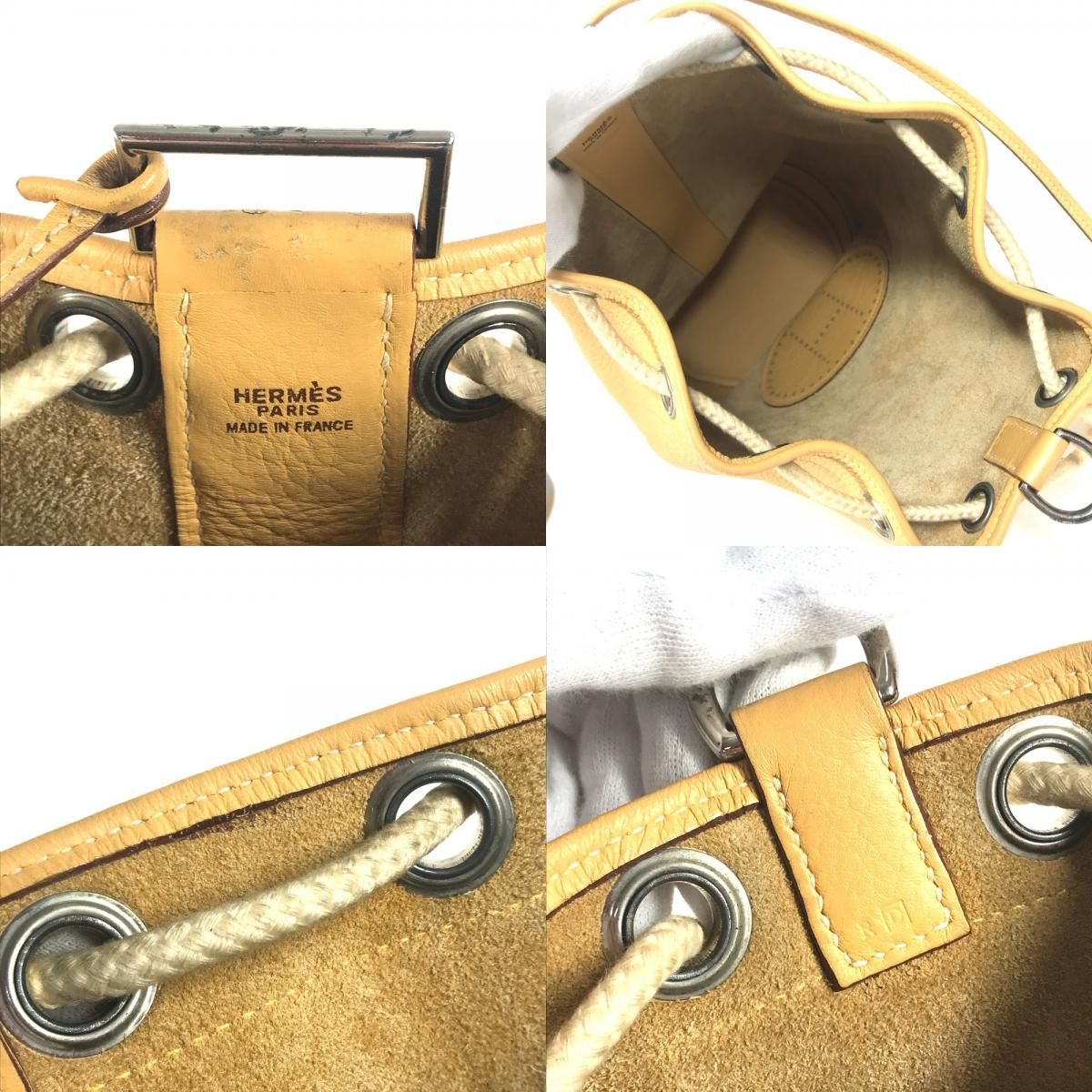 Hermes Shoulder Bag Lunch Taurillon Clemence Yellow Beige — view 8