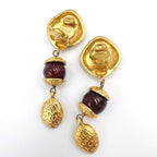 Chanel Gripoix Mademoiselle Gold Plated Red Earrings — view 5