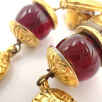 Chanel Gripoix Mademoiselle Gold Plated Red Earrings — view 7
