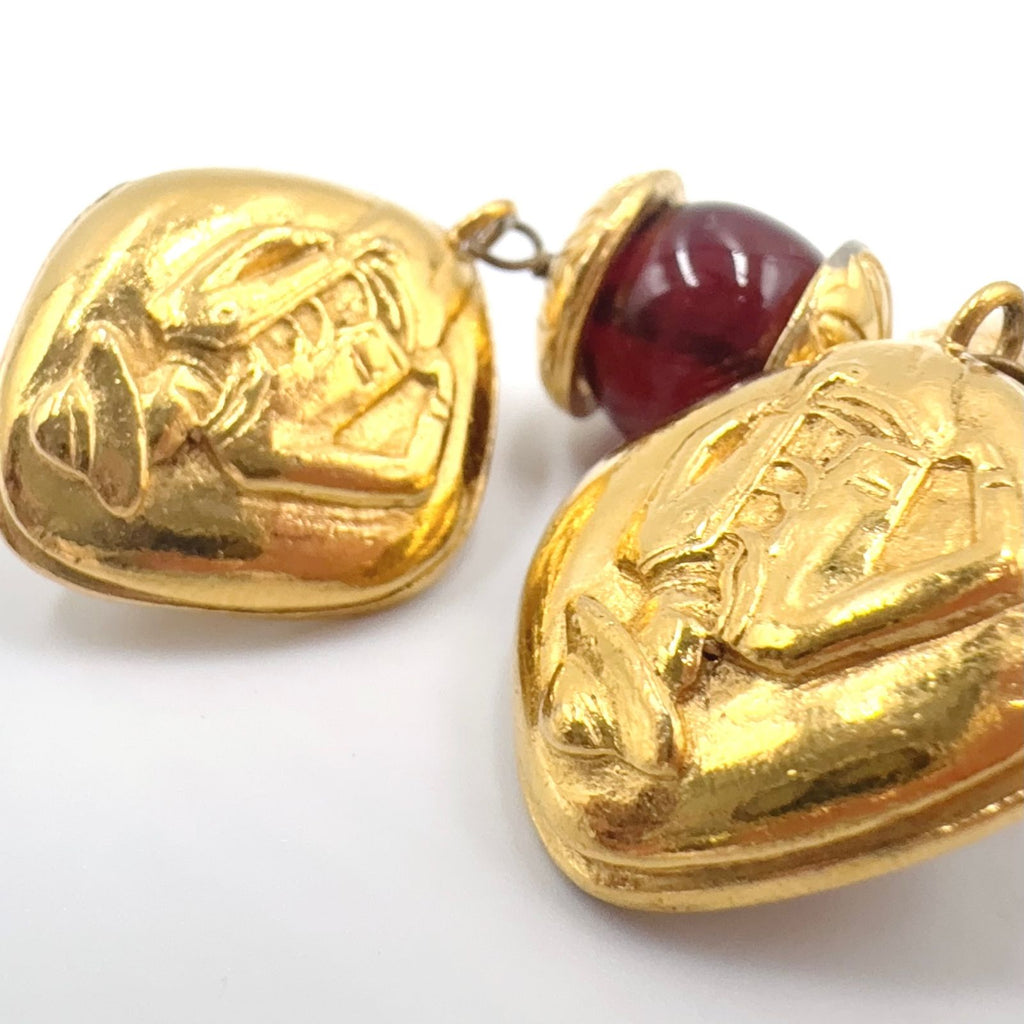 Chanel Gripoix Mademoiselle Gold Plated Red Earrings — view 8