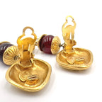 Chanel Gripoix Mademoiselle Gold Plated Red Earrings — view 6