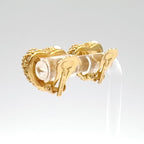 Dior Heart Motif Faux Pearl Color Stone Gold Earrings — view 2