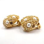 Dior Heart Motif Faux Pearl Color Stone Gold Earrings — view 7