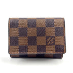 Louis Vuitton Business Card Holder Damier Ebene Leather Brown Case