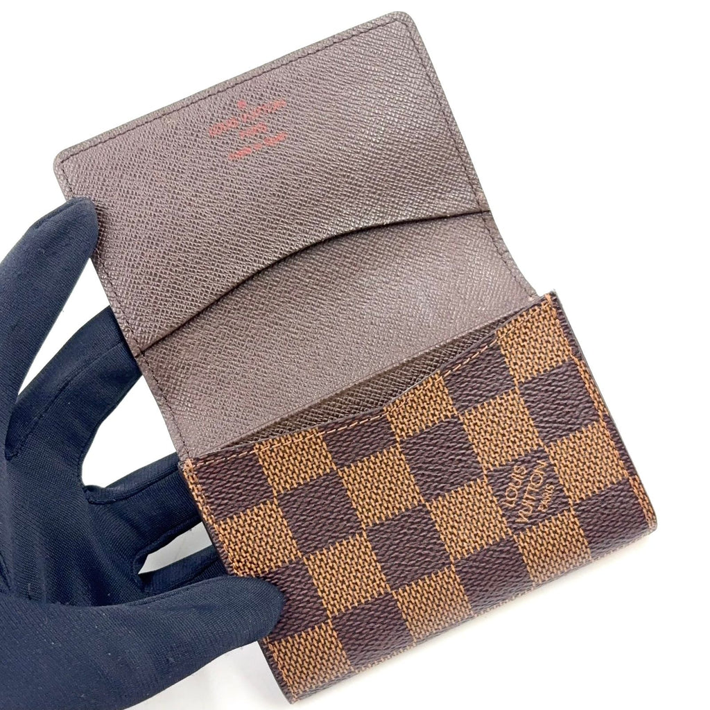 Louis Vuitton Business Card Holder Damier Ebene Leather Brown Case — view 3