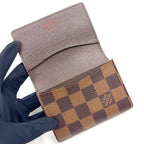 Louis Vuitton Business Card Holder Damier Ebene Leather Brown Case — view 3