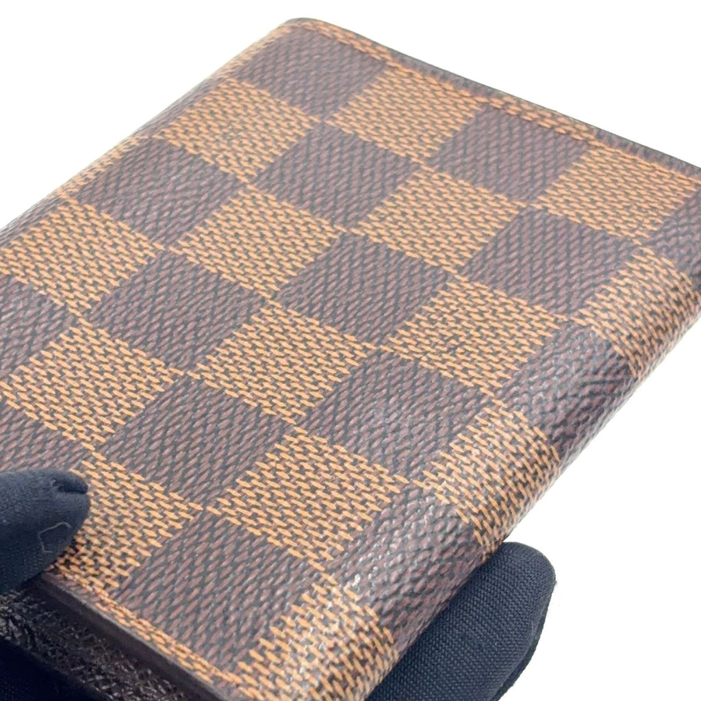 Louis Vuitton Business Card Holder Damier Ebene Leather Brown Case — view 6