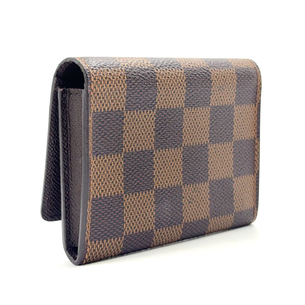 Louis Vuitton Business Card Holder Damier Ebene Leather Brown Case — view 2
