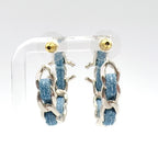 Chanel CC Logo Hoop Metal Denim Silver Blue Earrings — view 3