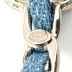 Chanel CC Logo Hoop Metal Denim Silver Blue Earrings — view 4