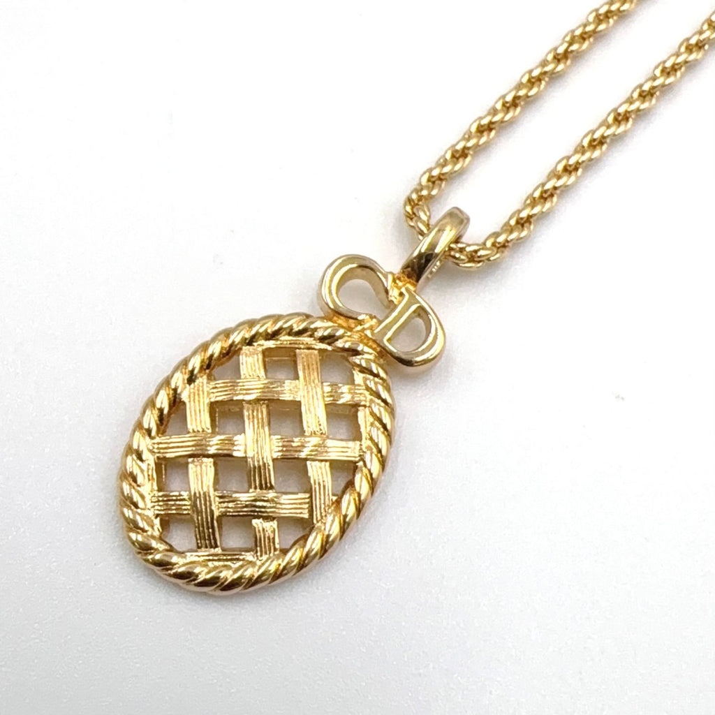 Dior CD Logo Mesh Metal Gold Necklace