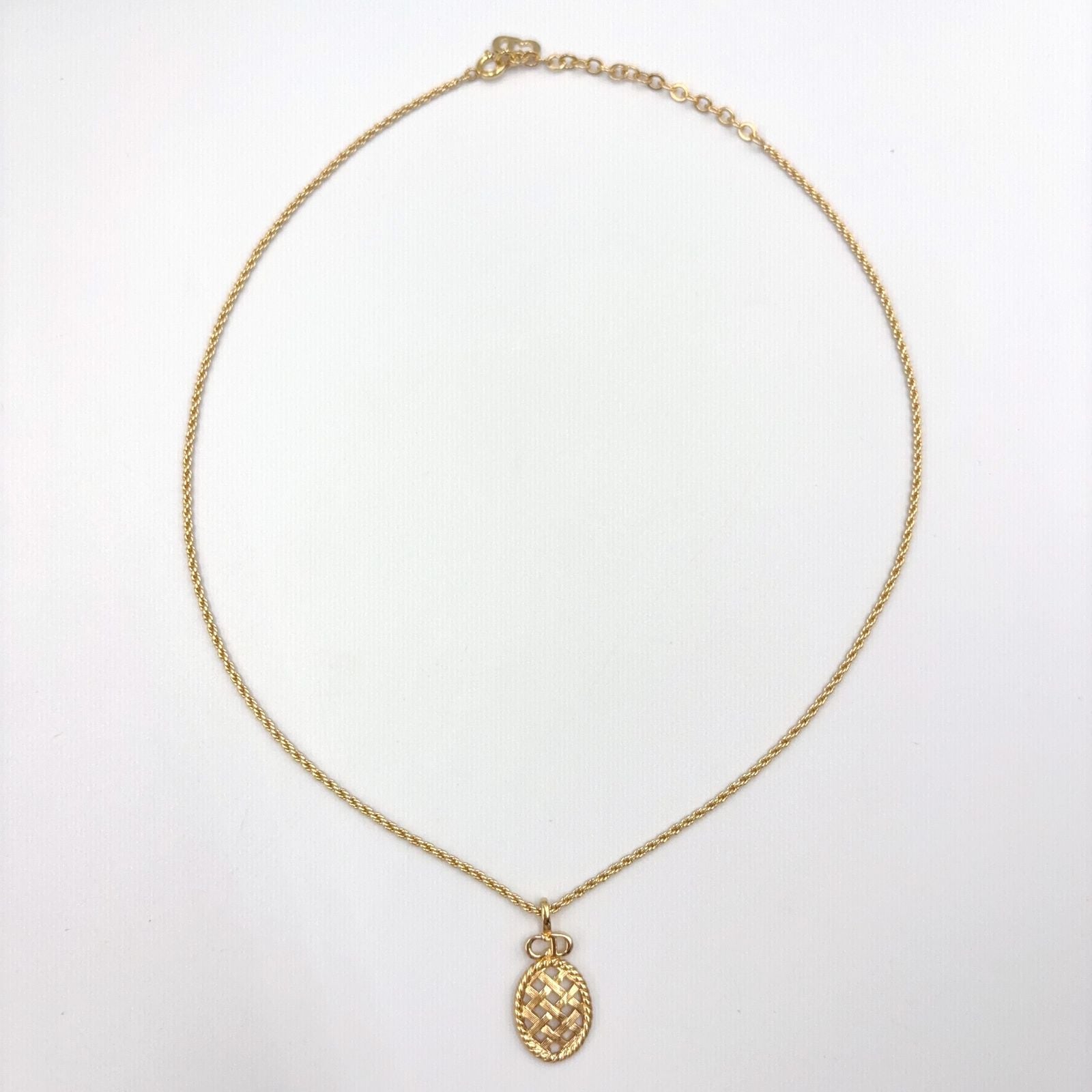 Dior CD Logo Mesh Metal Gold Necklace — view 3