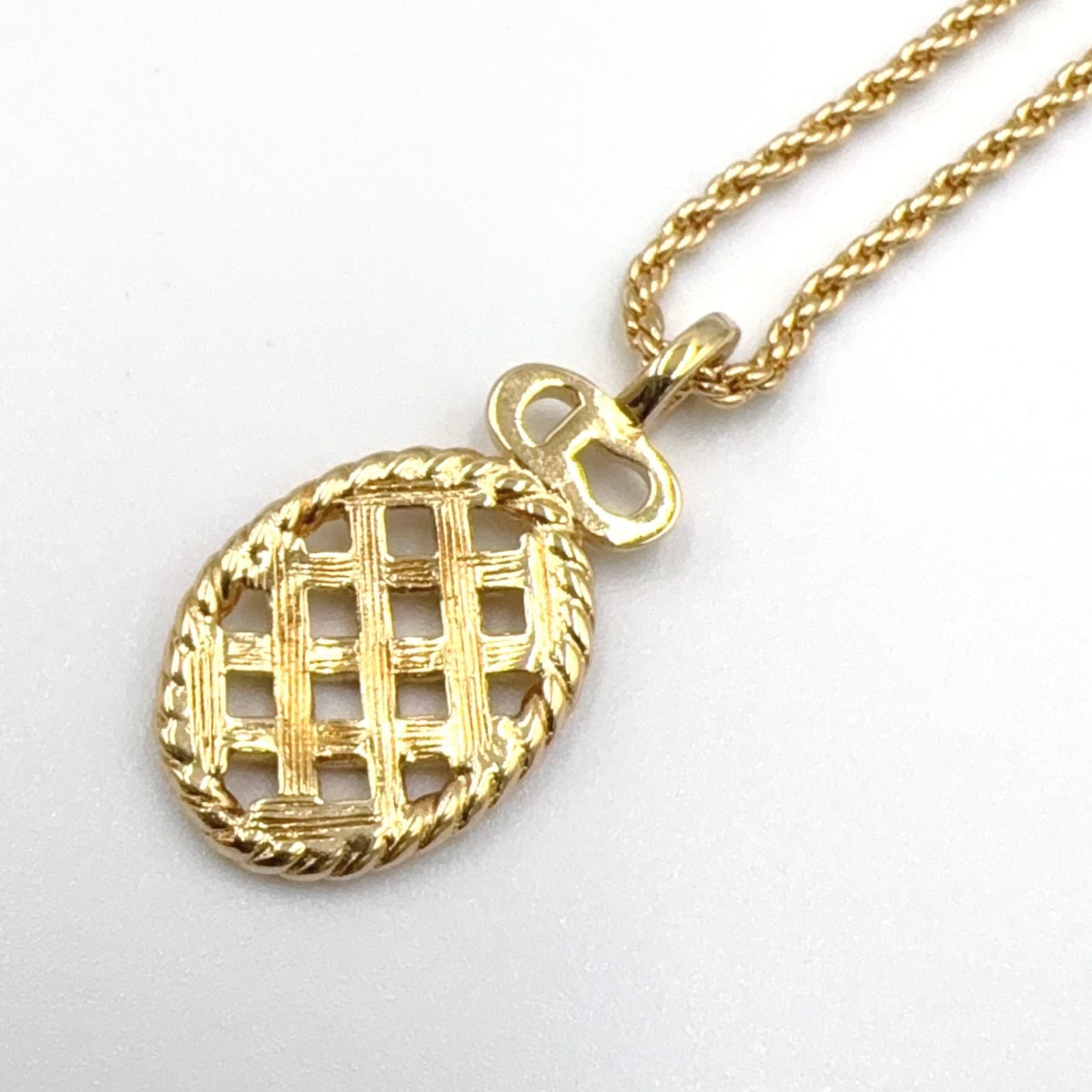 Dior CD Logo Mesh Metal Gold Necklace — view 2