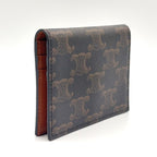 Celine Triomphe Leather Brown Card Case Gold — view 2
