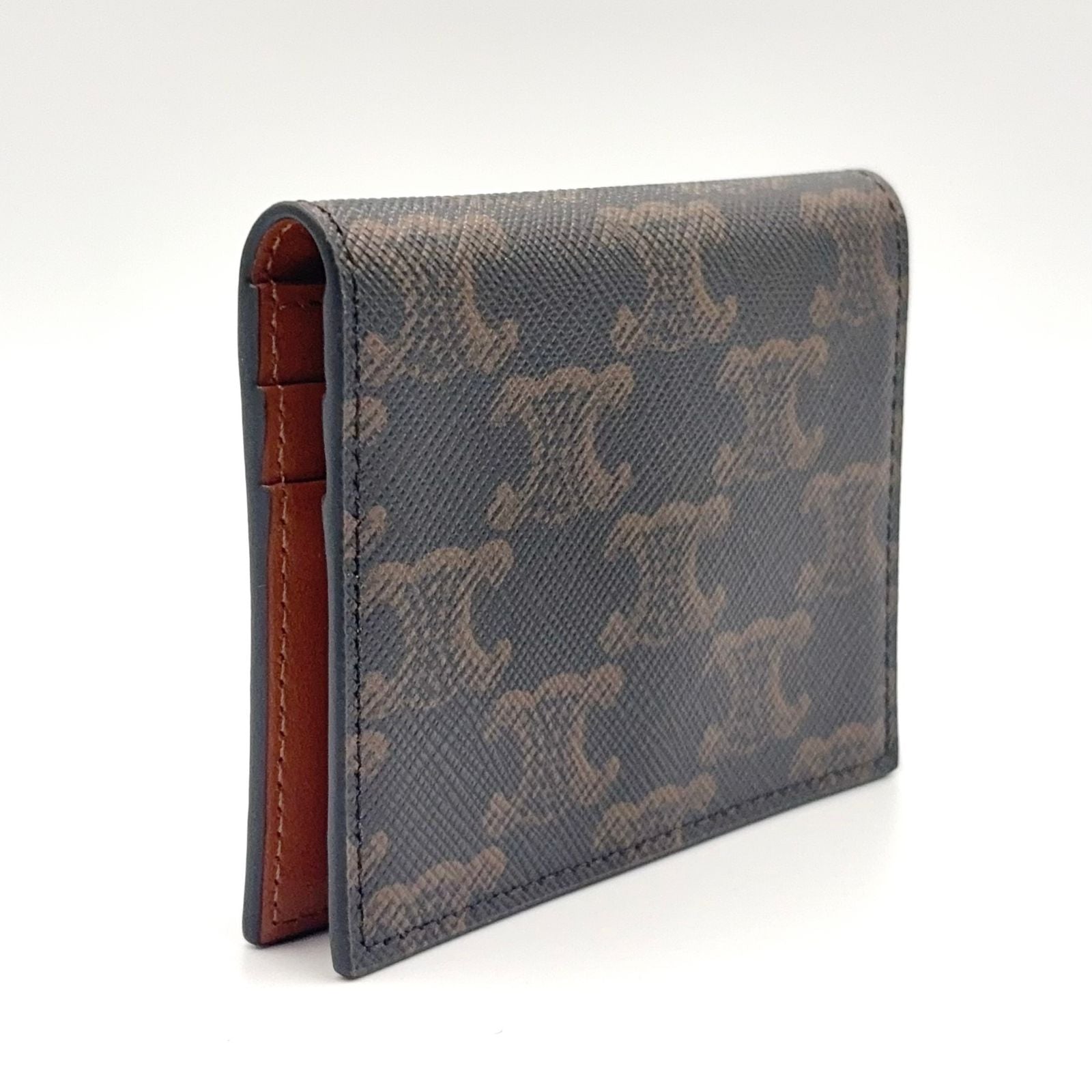 Celine Triomphe Leather Brown Card Case Gold — view 2