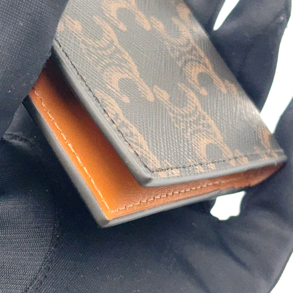 Celine Triomphe Leather Brown Card Case Gold — view 8