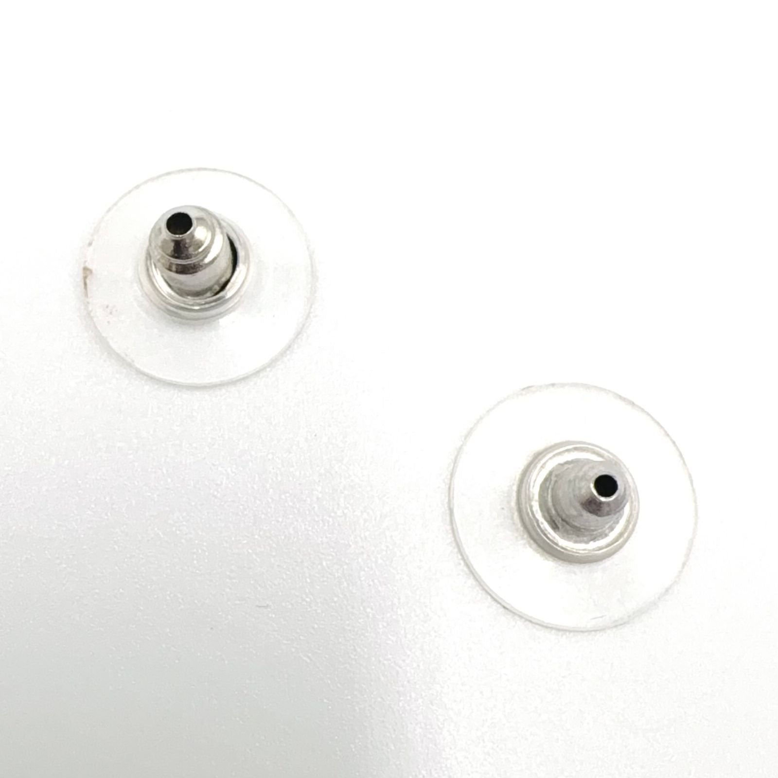 Chanel CC Logo Metal Rhinestone Color Stone Silver Black Earrings — view 6