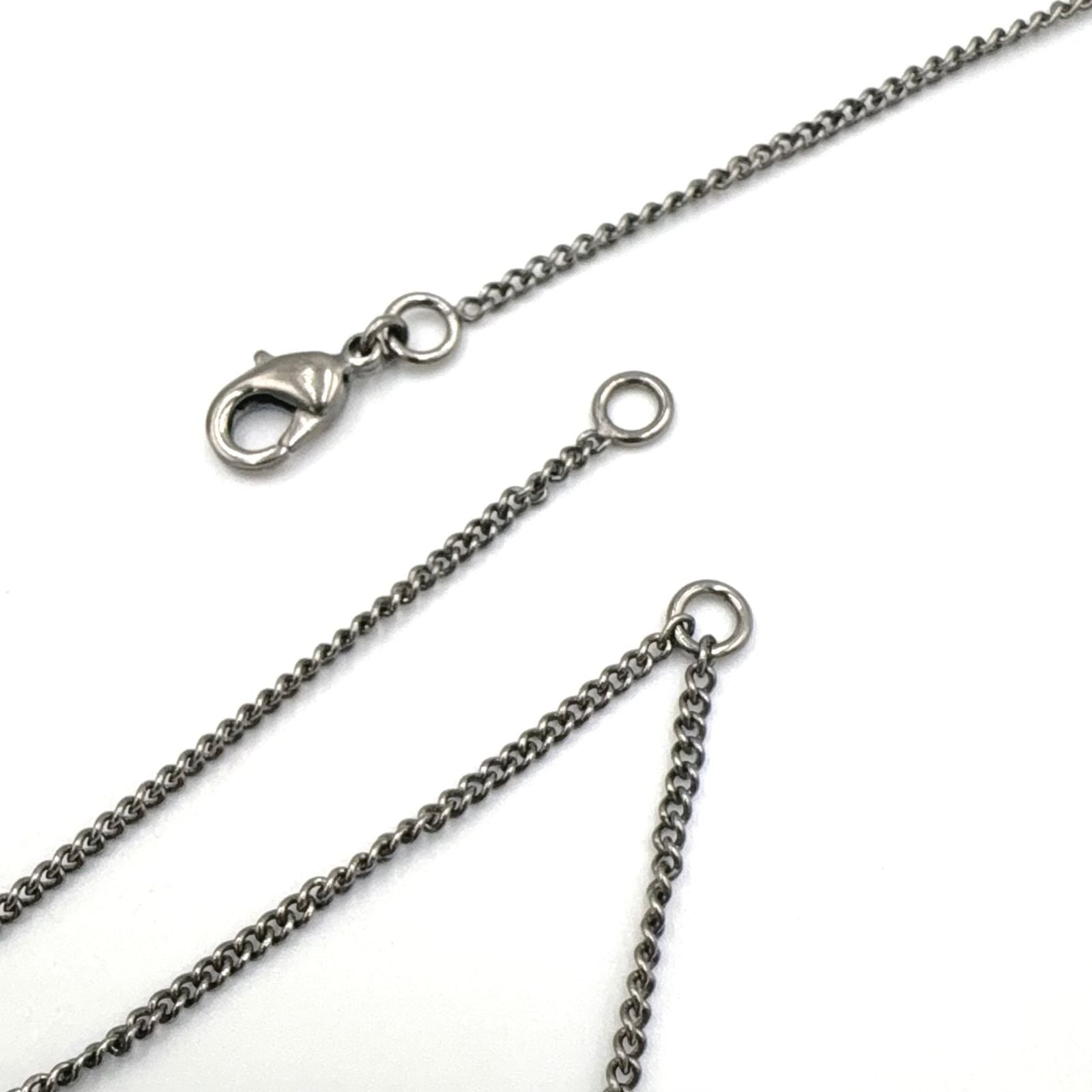 Chanel CC Logo Emblem Faux Pearl Metal Silver White Necklace — view 7