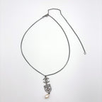 Chanel CC Logo Emblem Faux Pearl Metal Silver White Necklace — view 3