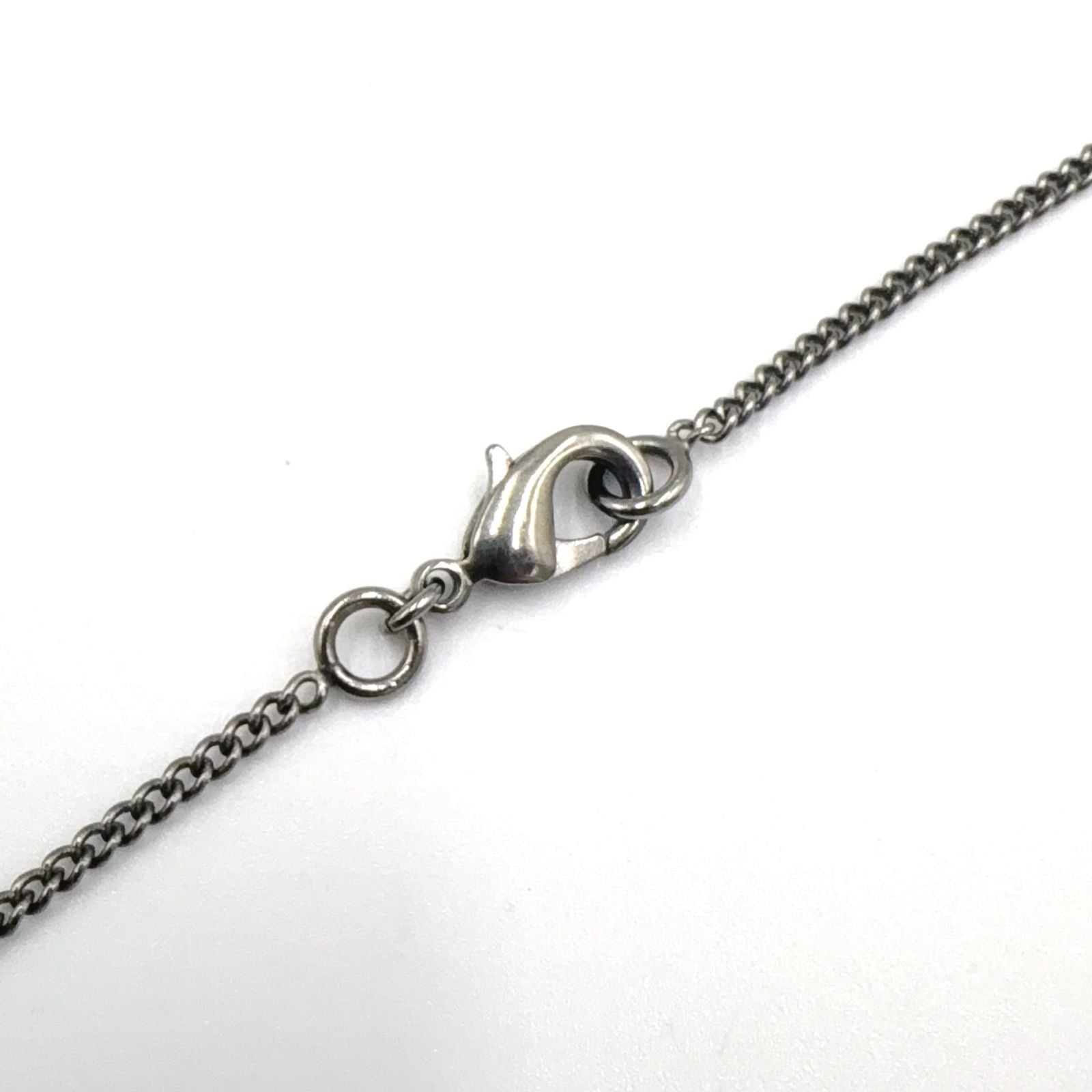 Chanel CC Logo Emblem Faux Pearl Metal Silver White Necklace — view 6