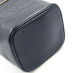 Chanel CC Logo Vanity Caviar Leather Black Pouch Gold — view 8