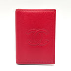 Chanel CC Logo Leather Red Card Case