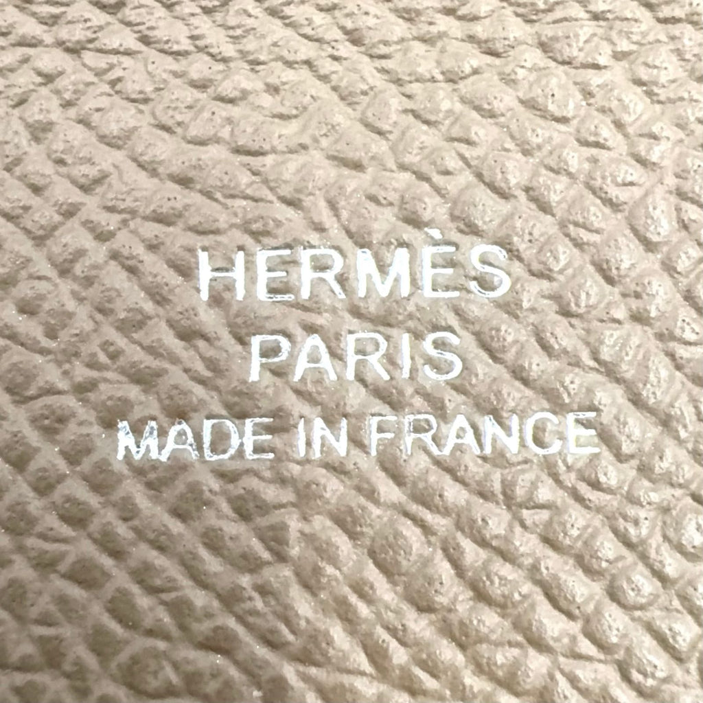 Hermes Calvi Duo Leather Gray Beige Card Case Silver — view 4