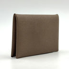 Hermes Calvi Duo Leather Gray Beige Card Case Silver — view 2