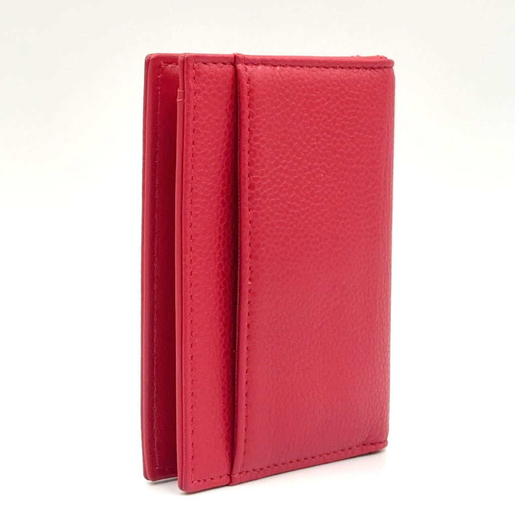 Chanel CC Logo Leather Red Card Case — view 2