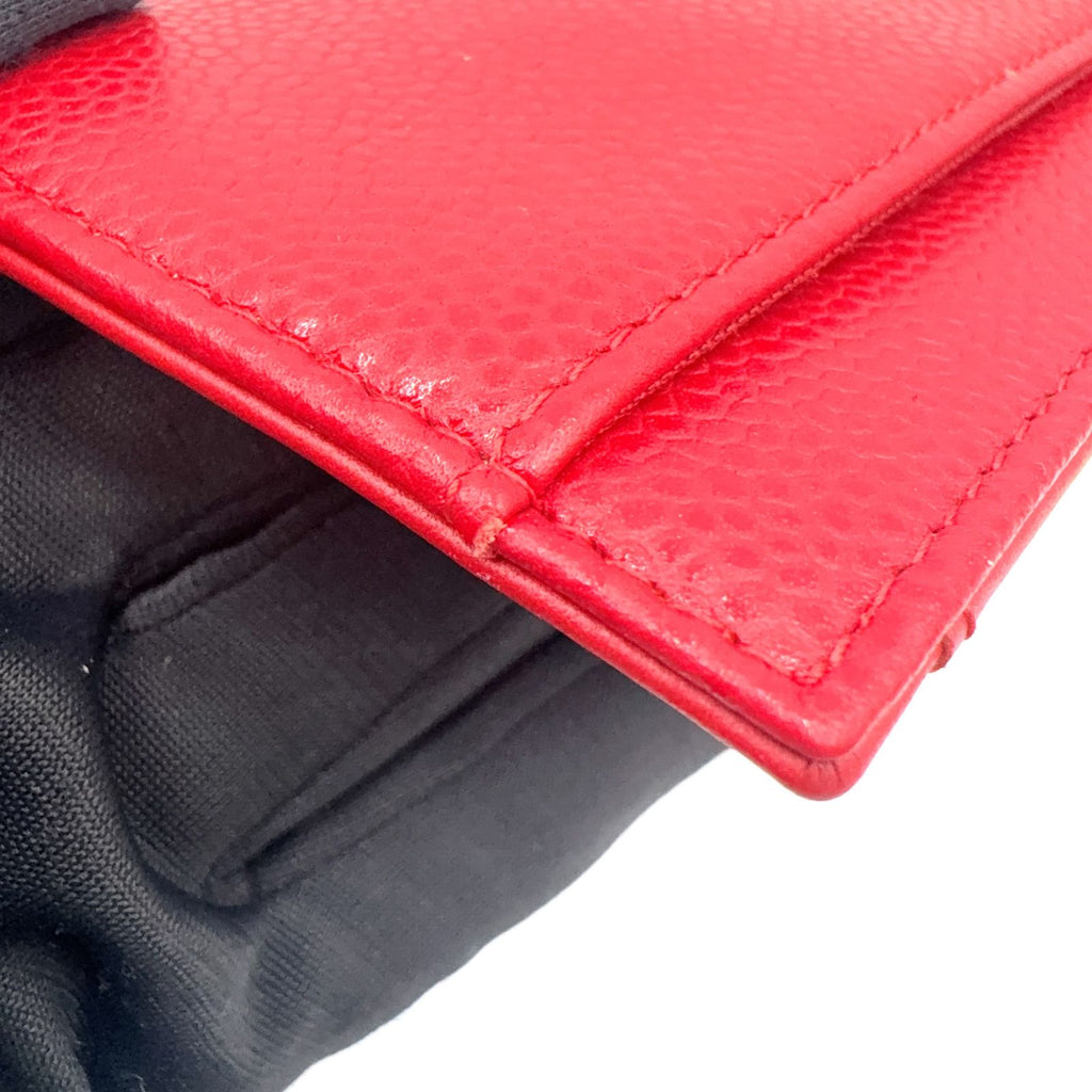 Chanel CC Logo Leather Red Card Case — view 7