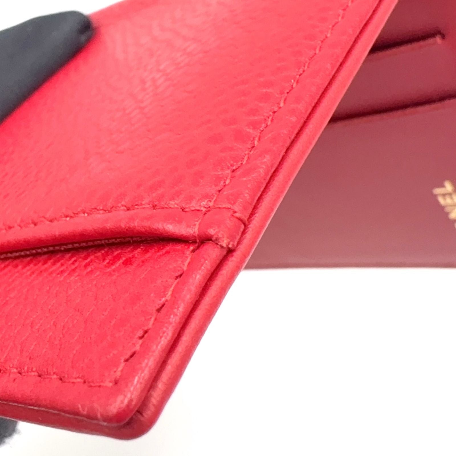 Chanel CC Logo Leather Red Card Case — view 8