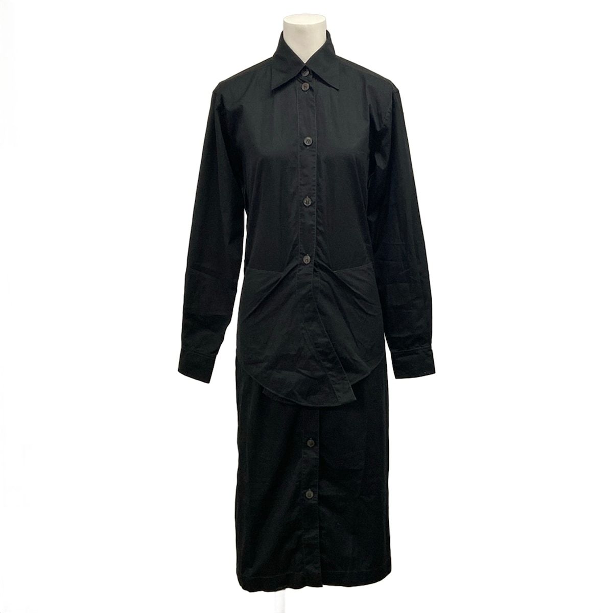 Hermes Dress 34 S Martin Margiela Era Black Shirt Long Sleeve Length Cotton