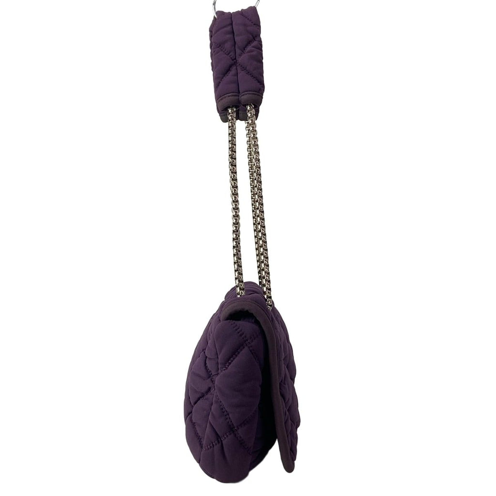 Chanel Shoulder Bag Bubble Quilt Purple Flap Chain Silver — view 2