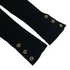 Chanel Jacket 36 S Black Knit Shoulder Pad CC Logo Button Long Sleeve Cotton — view 6