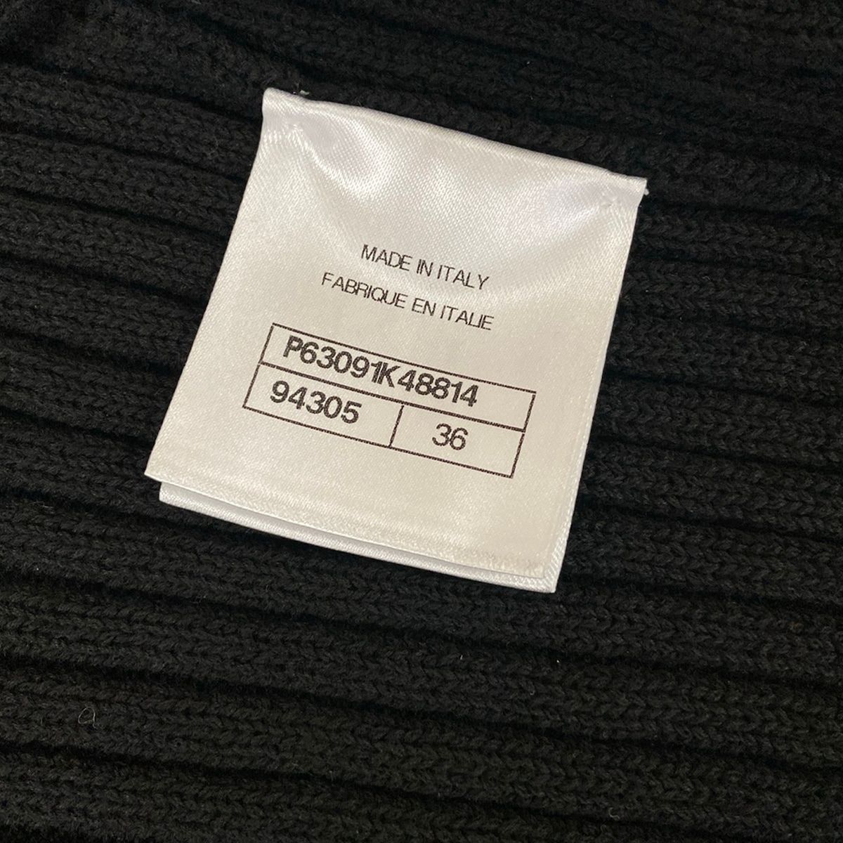 Chanel Jacket 36 S Black Knit Shoulder Pad CC Logo Button Long Sleeve Cotton — view 4