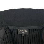 Chanel Jacket 36 S Black Knit Shoulder Pad CC Logo Button Long Sleeve Cotton — view 8