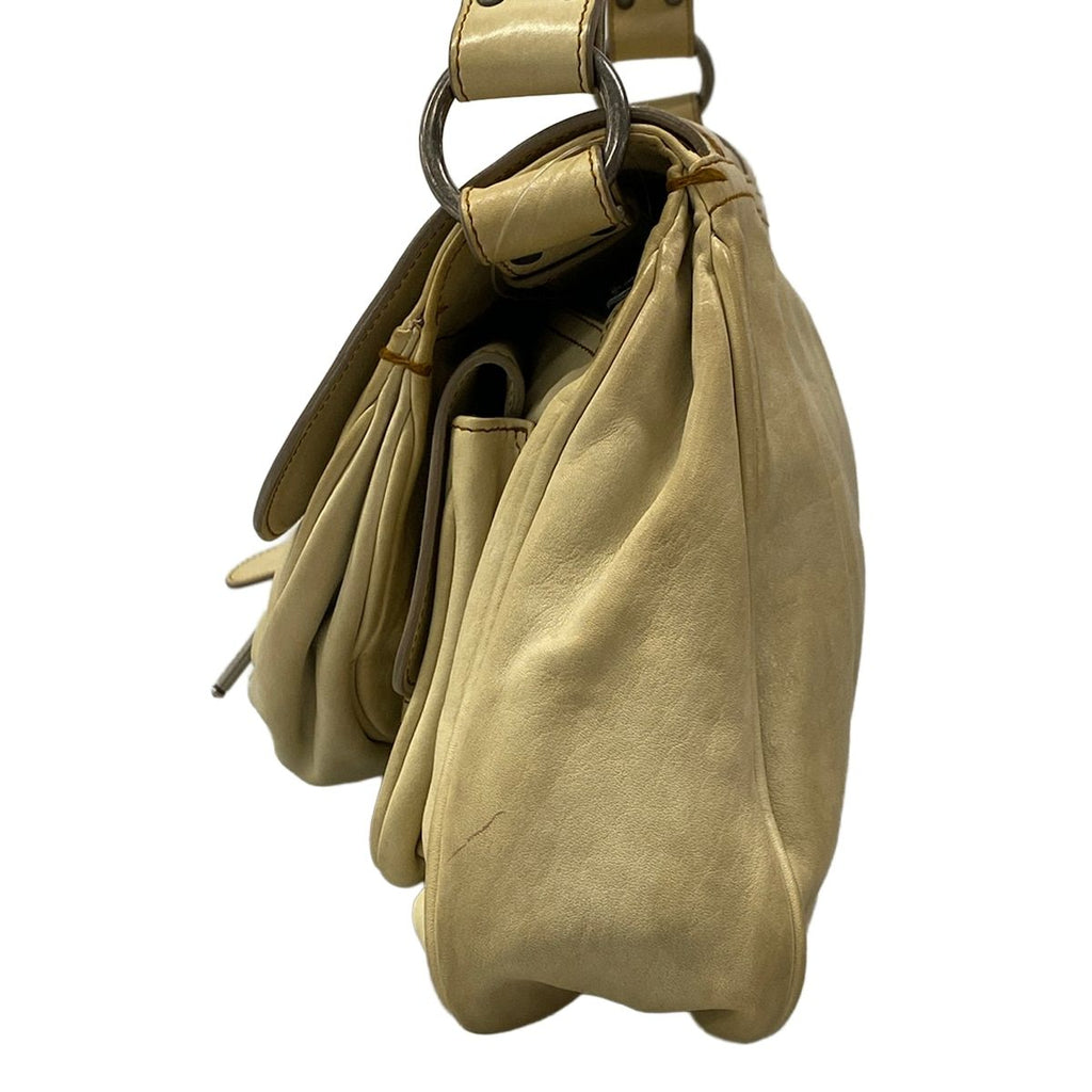 Dior Shoulder Bag Gaucho Ivory Brown Leather — view 4